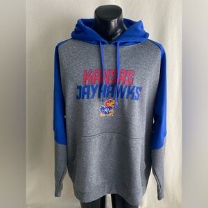 Kansas Jayhawks Hooded Sweatshirt Adult 2XL Blue/Gray Graphic Print Hoodie MINT#